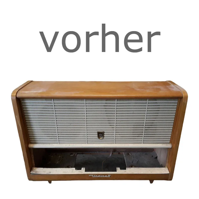 Umarbeitung Umgestaltung Radio vorher Recycling + Upcycling = nachhaltige individuelle Möbel aus Leipzig